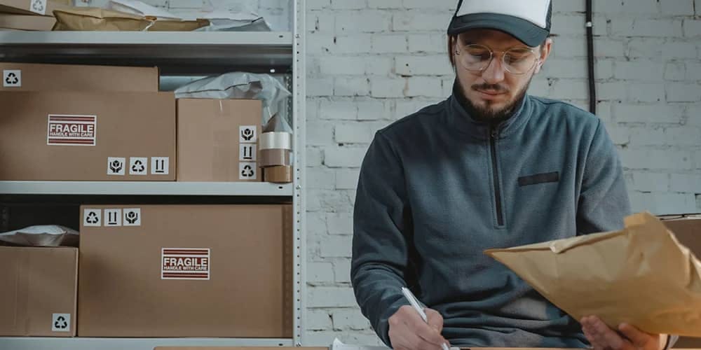 Kutuları paketlerken not alan kişi