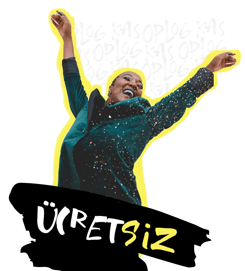 Önünde Ücretsiz yazısı olan sevinen kişi