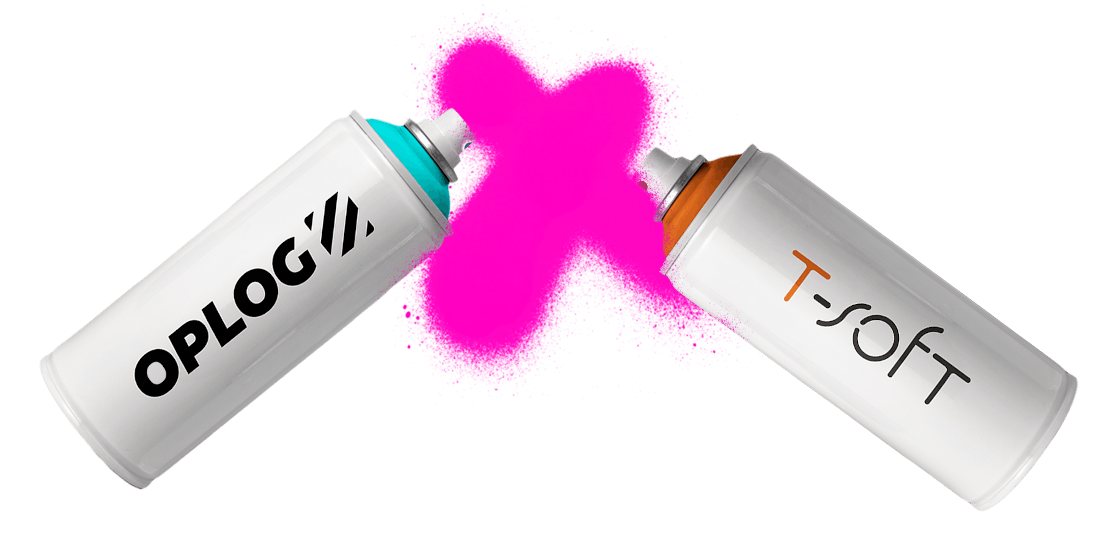 Spray bottles image with OPLOG logo on one side and T-soft logo on the other side.