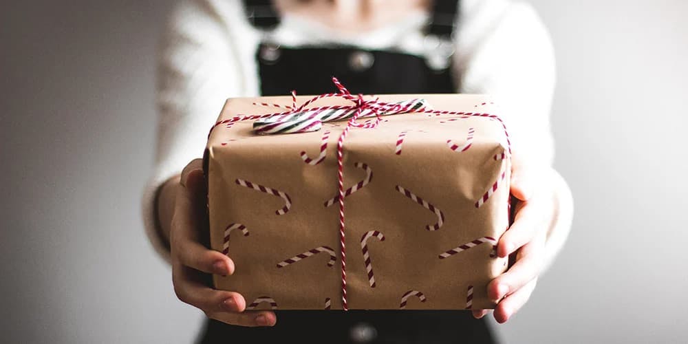 Hediye kargo paketi veren küçük kız