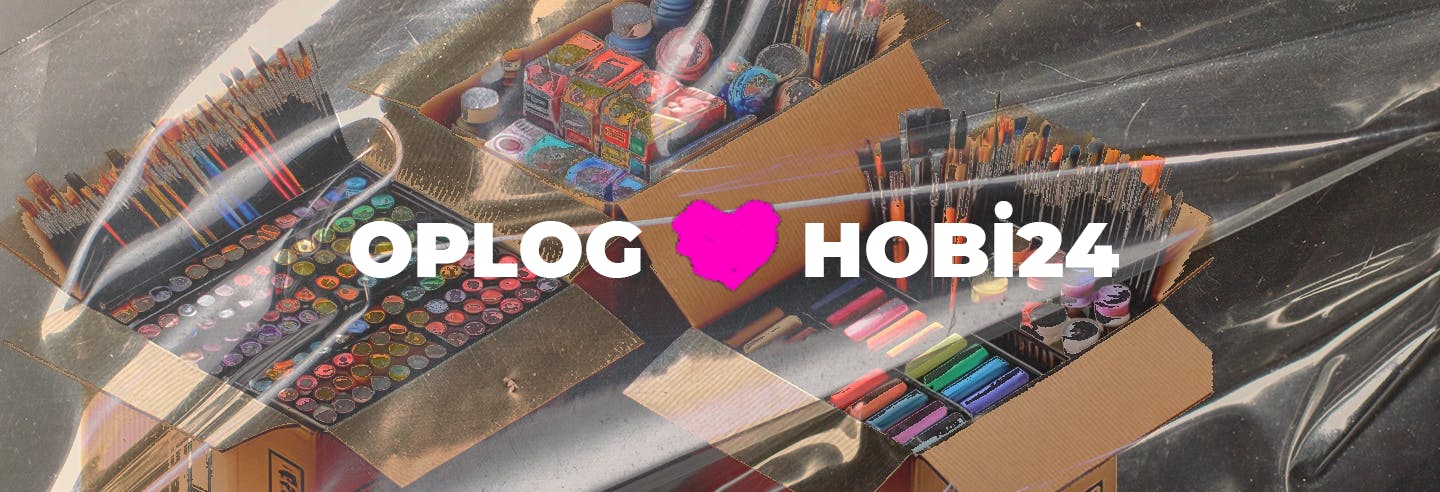 OPLOG and Hobi24 collaboration banner with colorful stationery items design