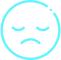 a turquoise-coloured unhappy face