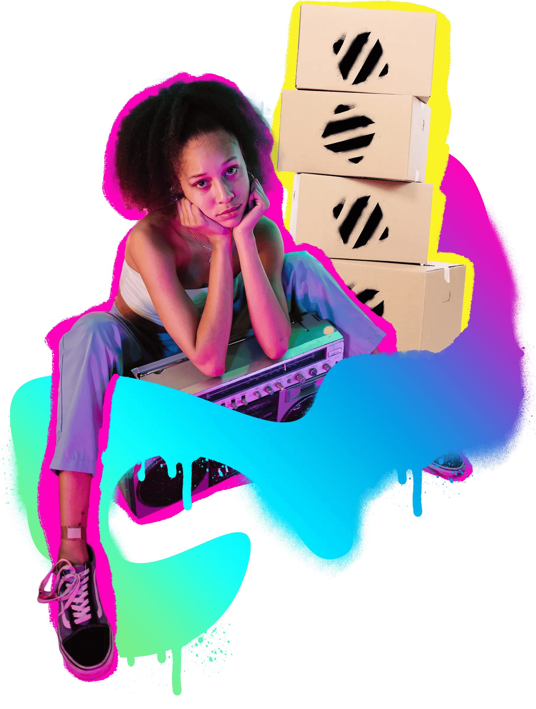 Kargo kutuları üzerinde düşünen kişi resmi