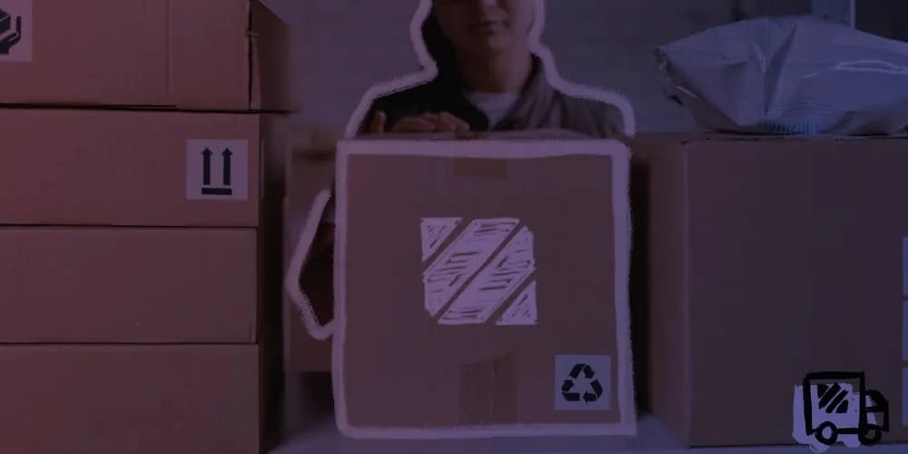 Elinde bir kutu tutan bir kadın maketi