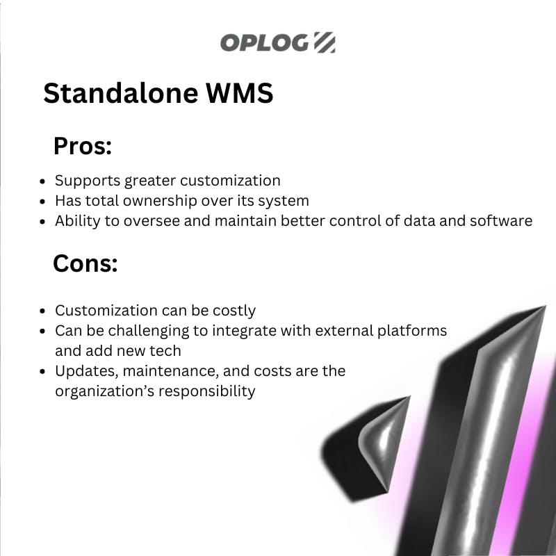 types of warehouse management systems - pros and cons of standalone WMS