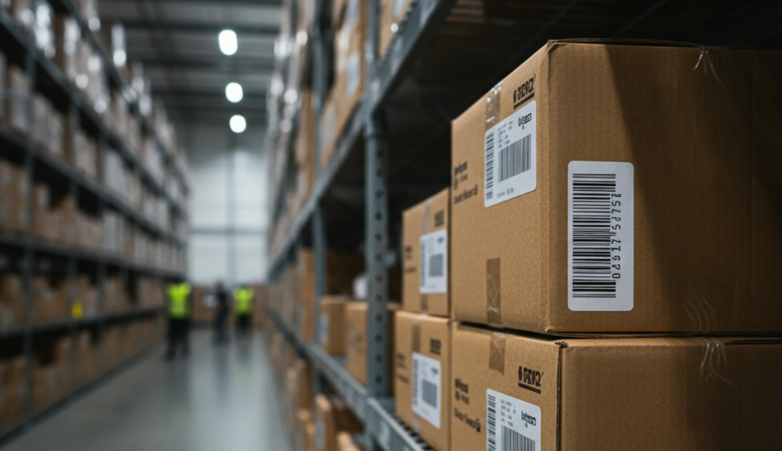 Boxes waiting to be delivered inside the warehouse fulfillment centers