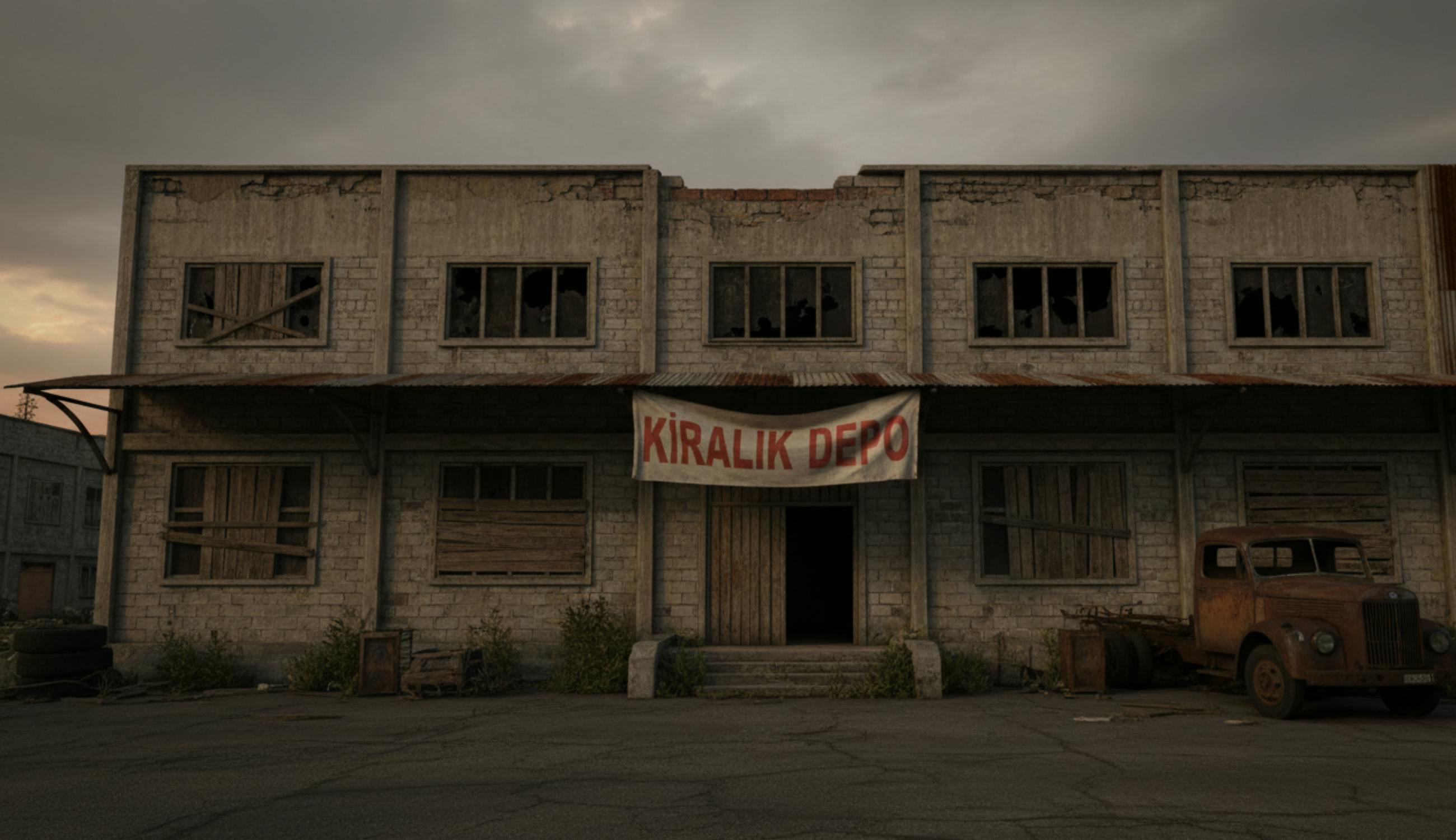 Eski gözüken kiralık bir depo