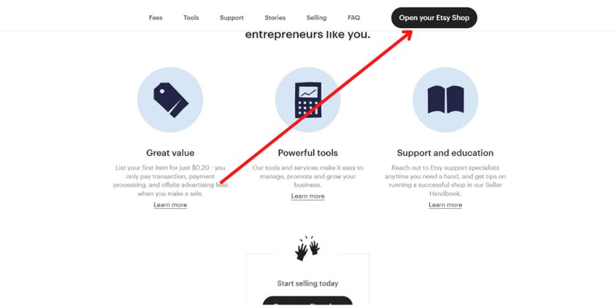 ETSY web sayfası