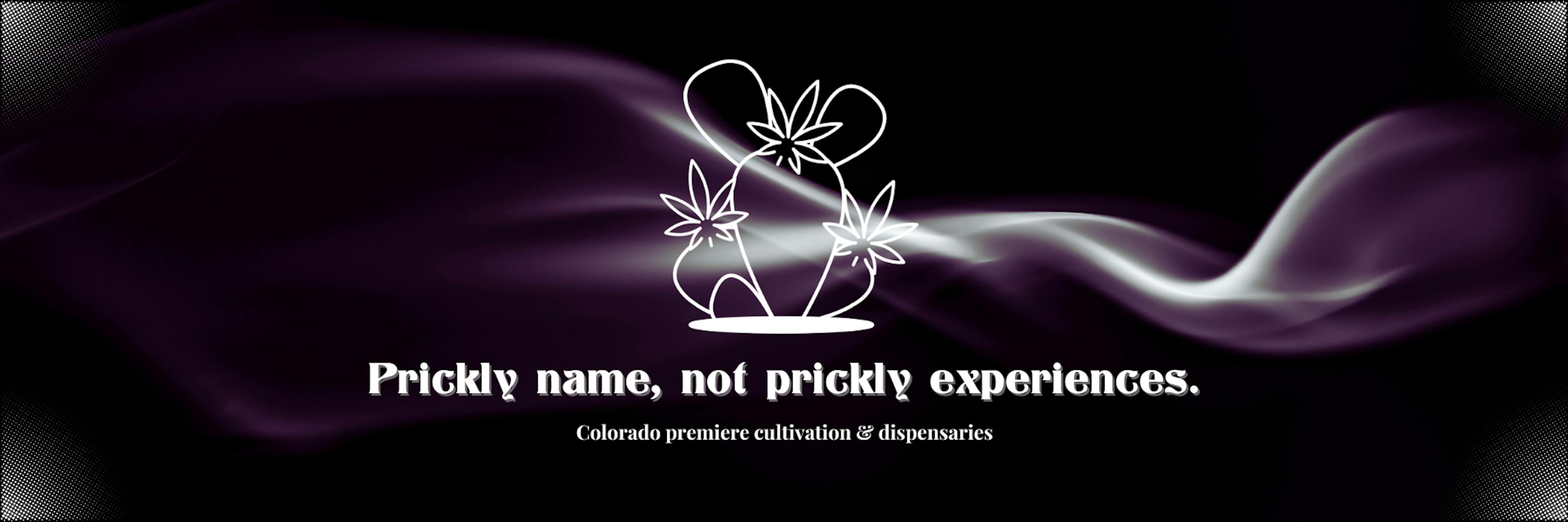 Opuntia Cannabis logo with Prickly name, not prickly experiences tagline below on a black background with smoke.