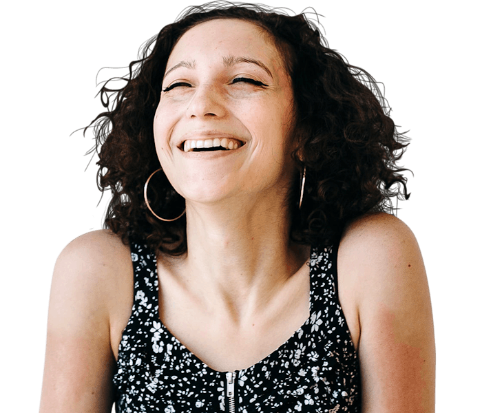 Woman looking up and smiling
