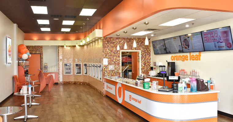 Orange Leaf, Smoothie Factory + Kitchen sign Texas deals