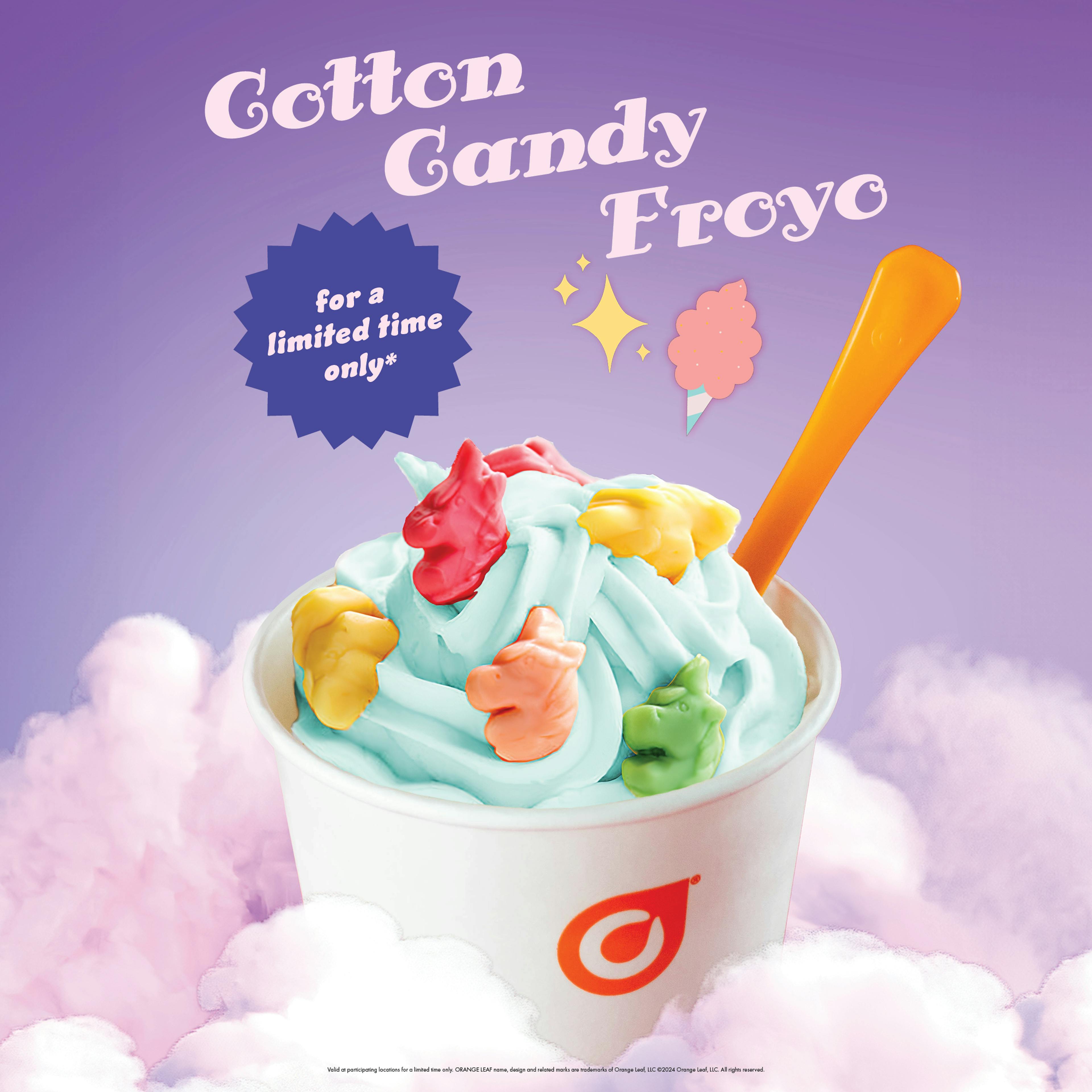 Orange Leaf Limited Time Offer: Cotton Candy froyo with Unicorn Gummies