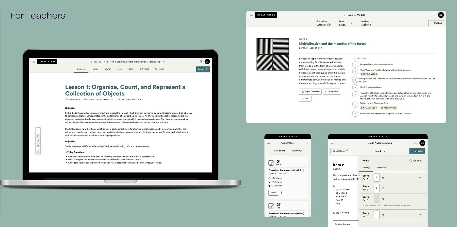 Layout of some UI design screens for Teachers.