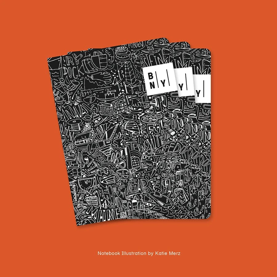 Brooklyn Navy Yard swag, notebook artwork by Katie Merz