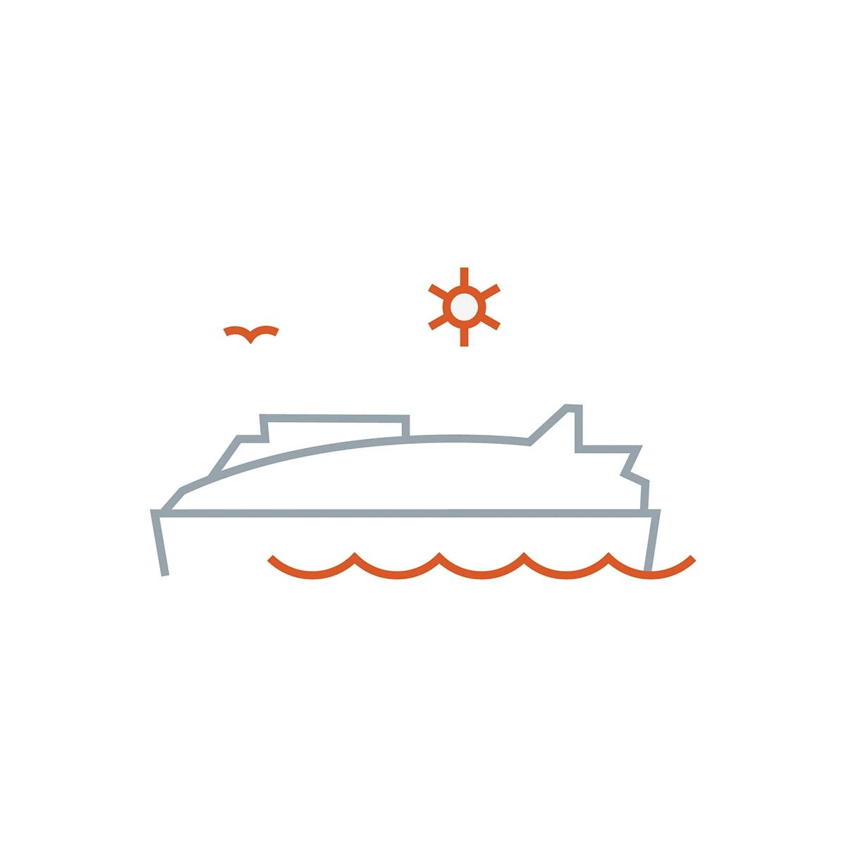 Social post for Brooklyn Navy Yard featuring icon of Ferry