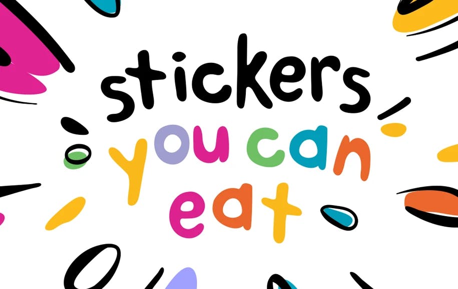 Stickers you can eat custom typeface