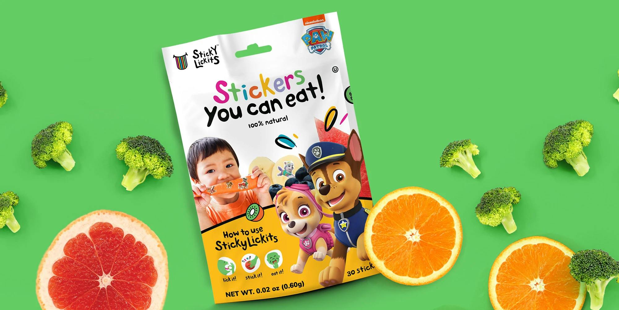 StickyLickits Packaging with Paw Patrol characters