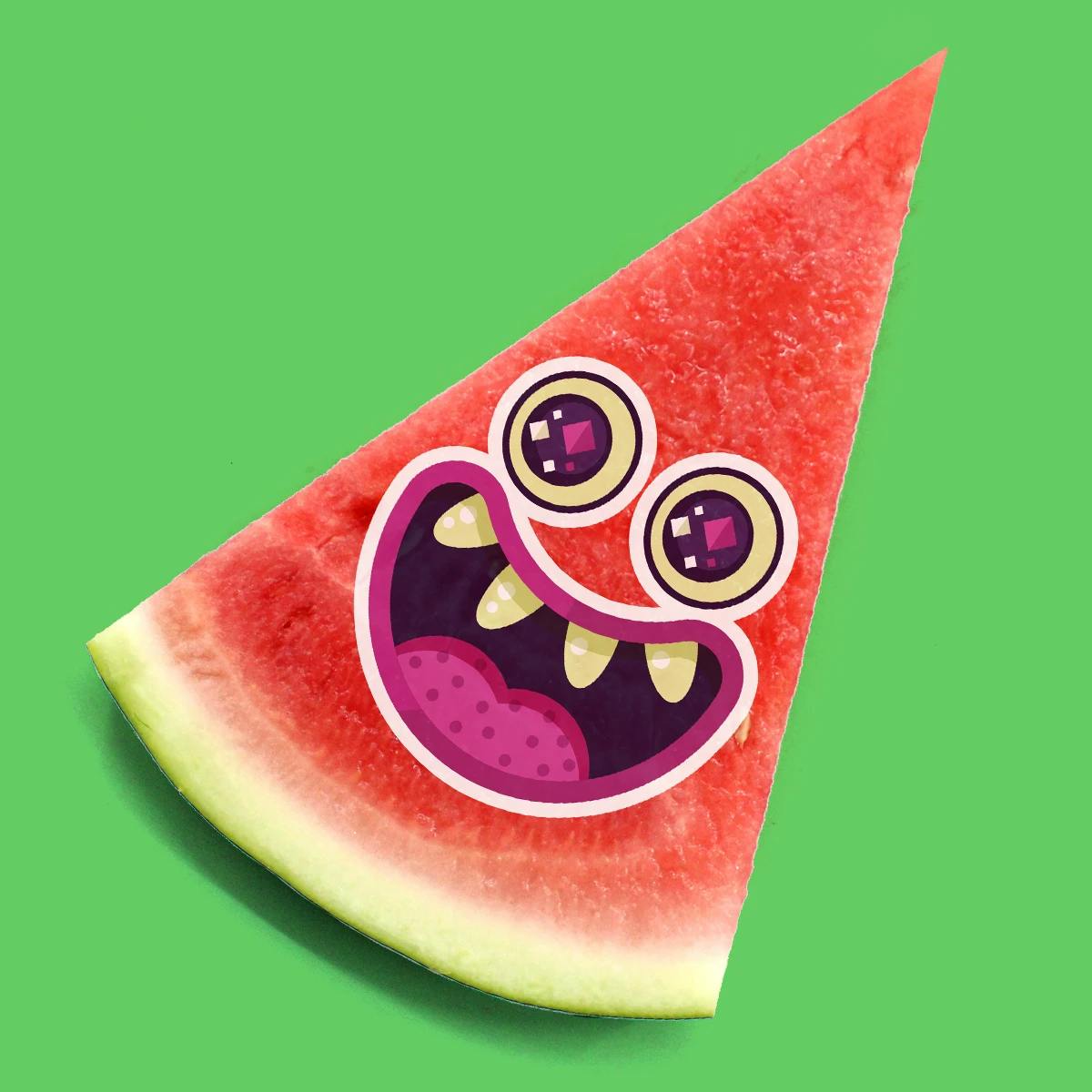 Watermelon slice with edible stickers