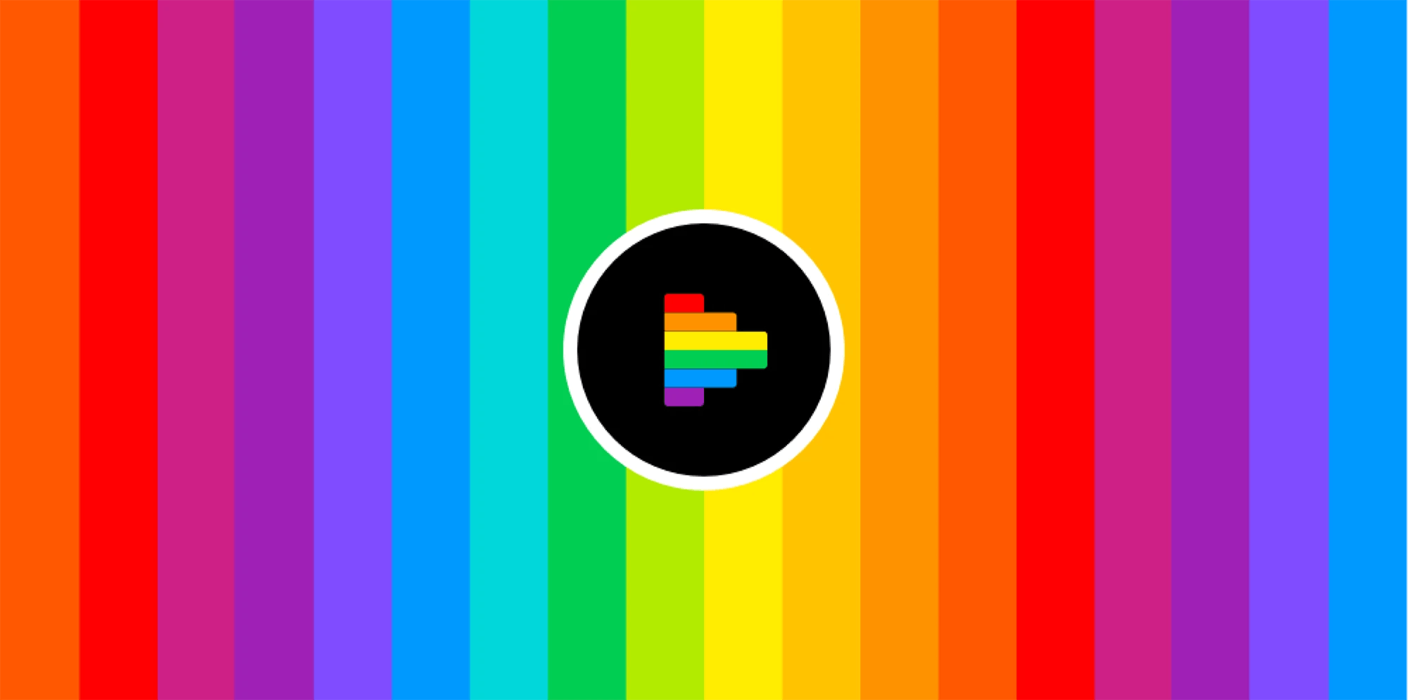 Video Out custom play button with rainbow