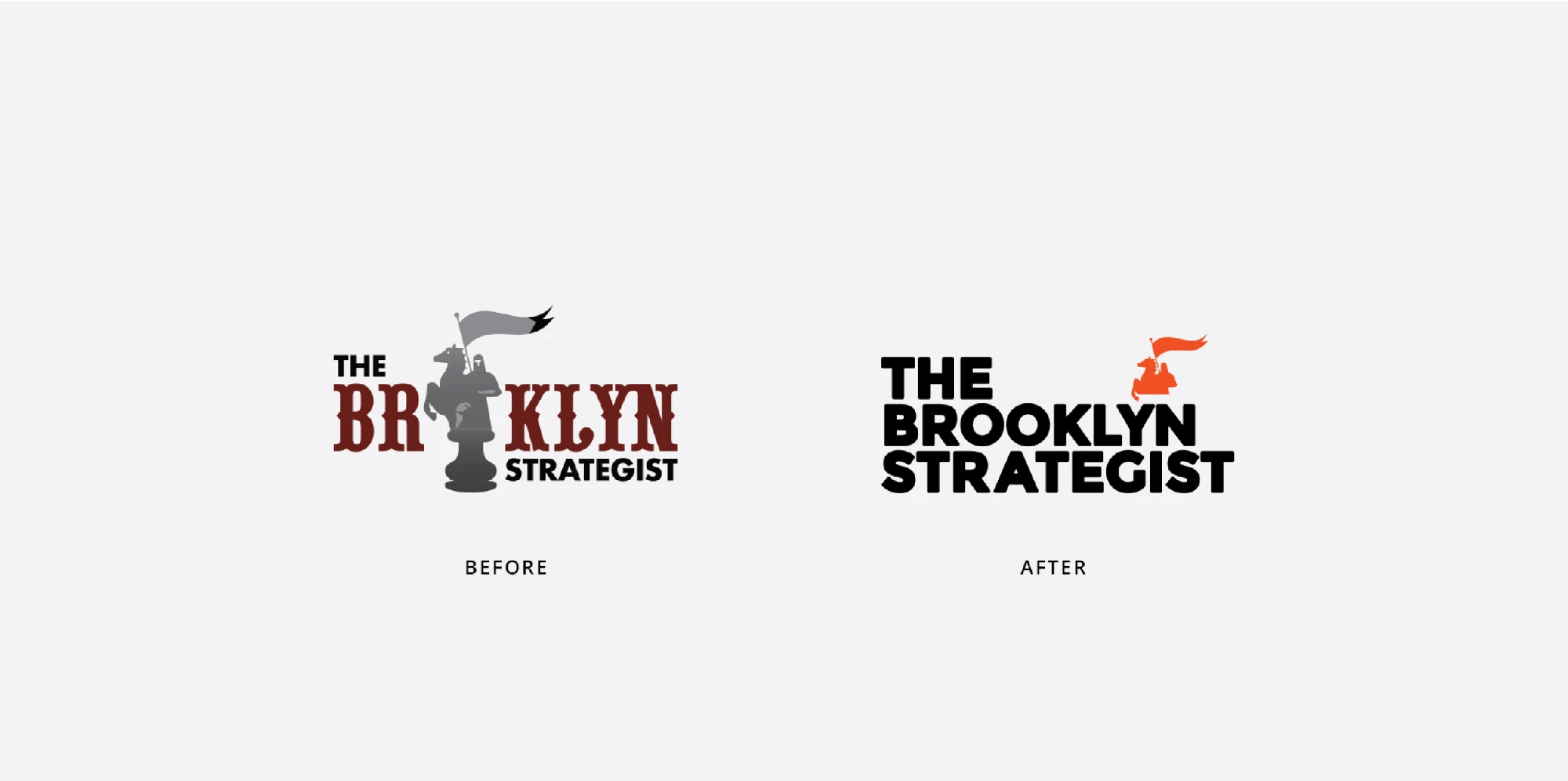 Before and after of The Brooklyn Strategist logo