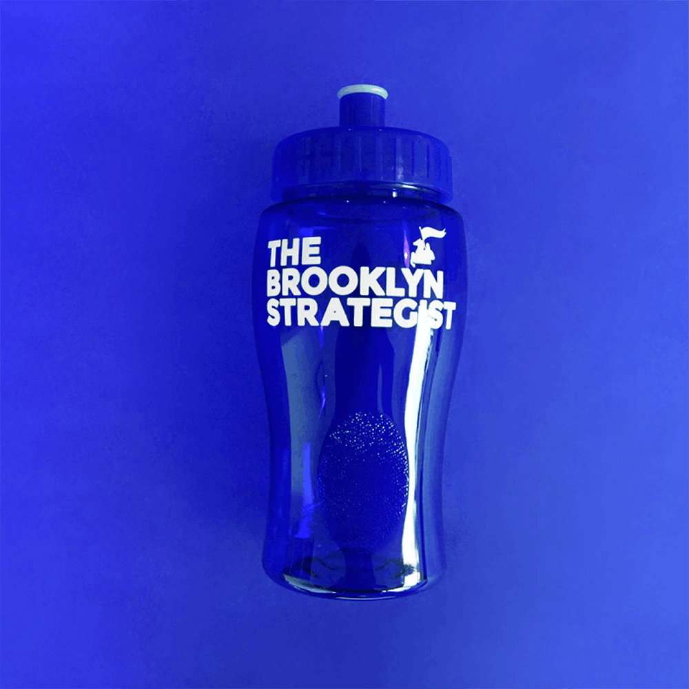 Brooklyn Strategist blue water bottle