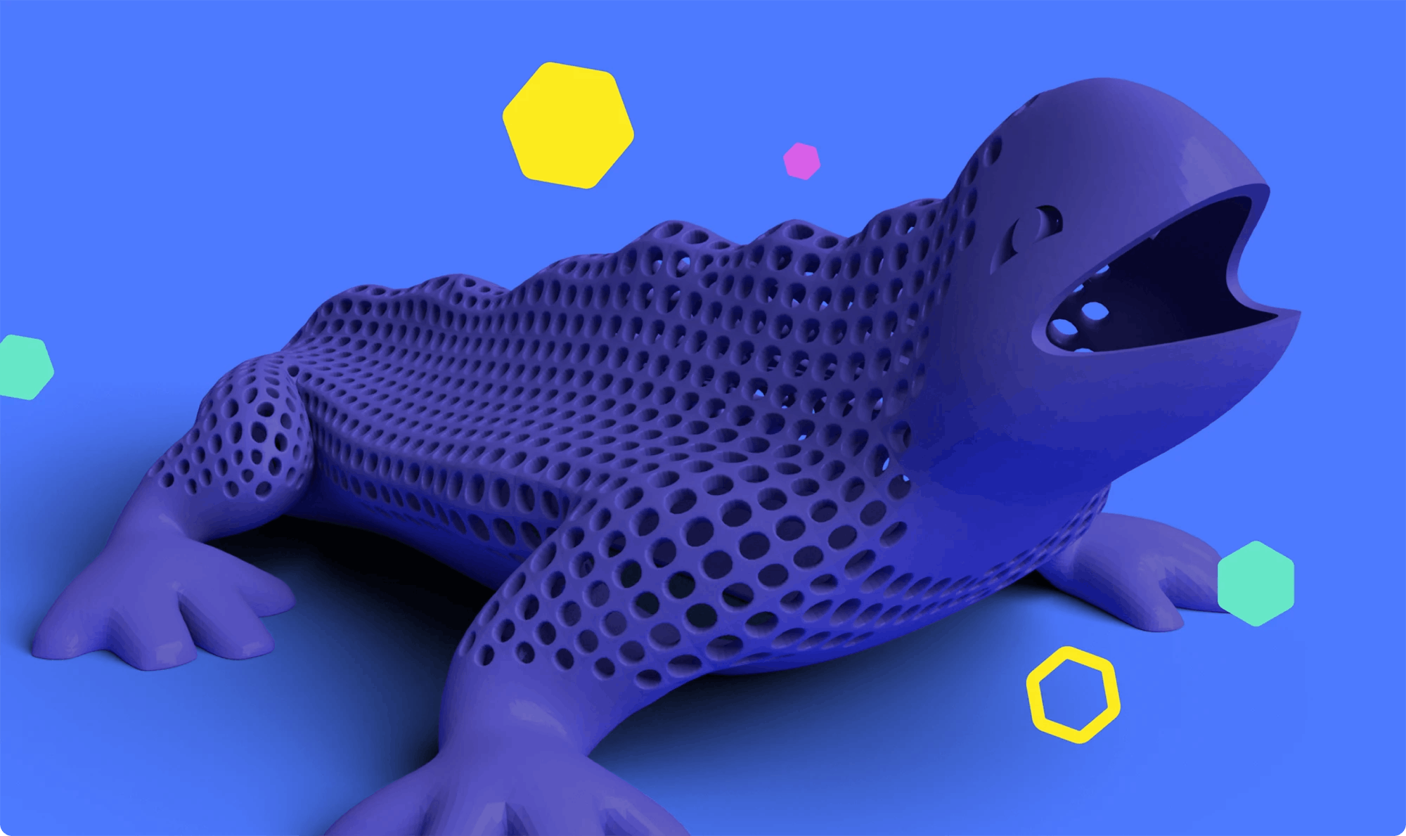 Tech Explorers - hero image with 3d model and graphic elements