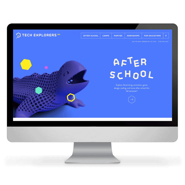 Tech Explorers Brooklyn Website screens