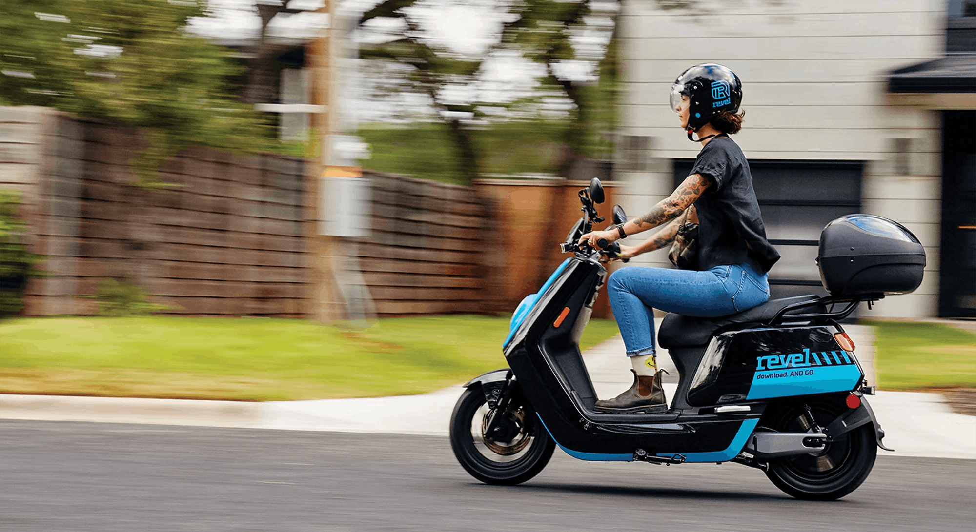 Revel scooter action photo
