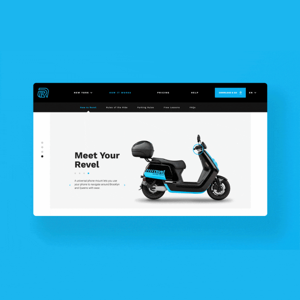 Revel website screens animation