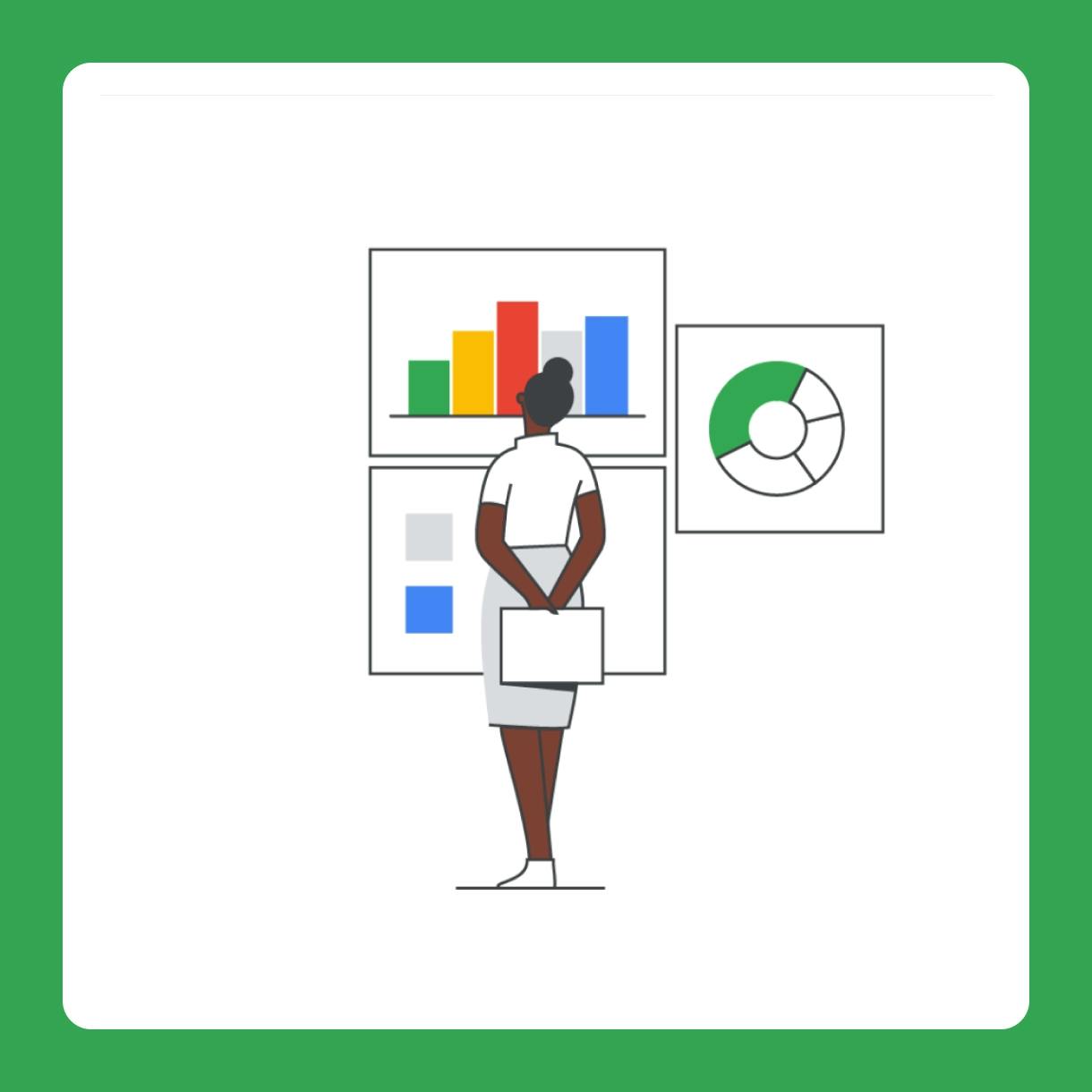Illustration of a person looking at charts and graphs