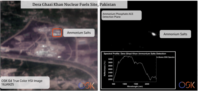 Figure 6: Detection of Ammonium salts over a Nuclear fuels site in Pakistan