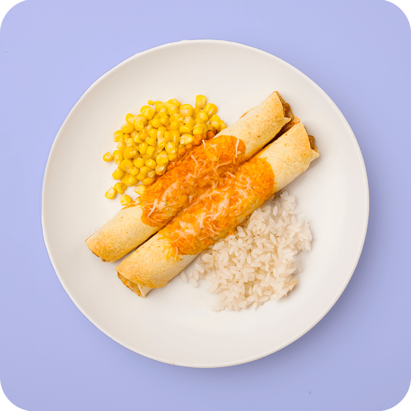 Bean Enchiladas, Rice & Corn