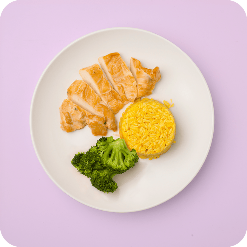 Med Chicken, Yellow Rice & Broccoli