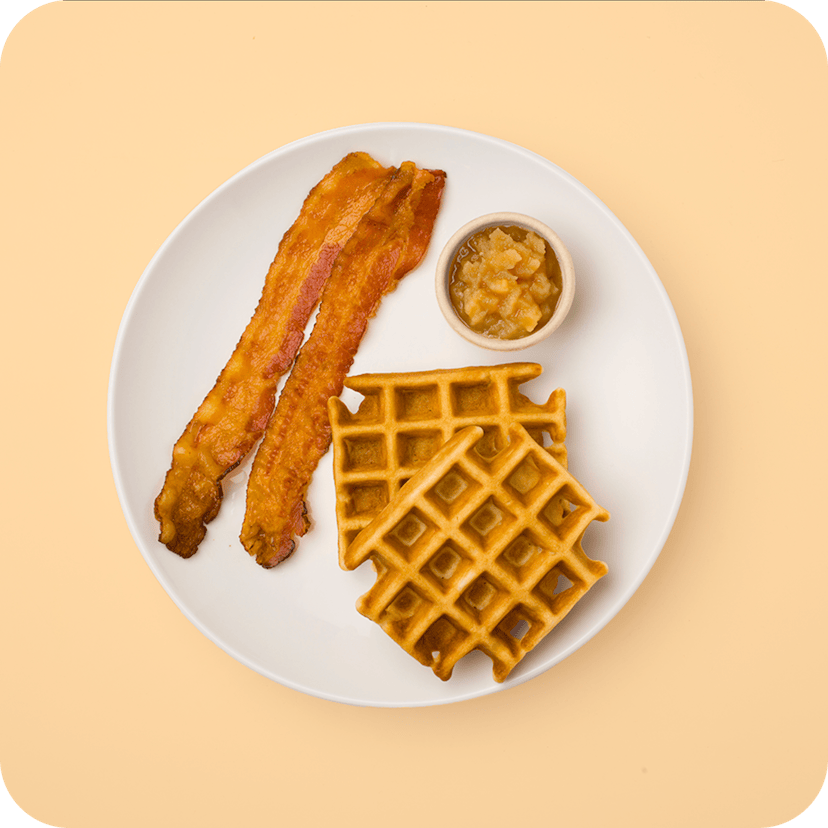 Waffles, Bacon & Stewed Apples