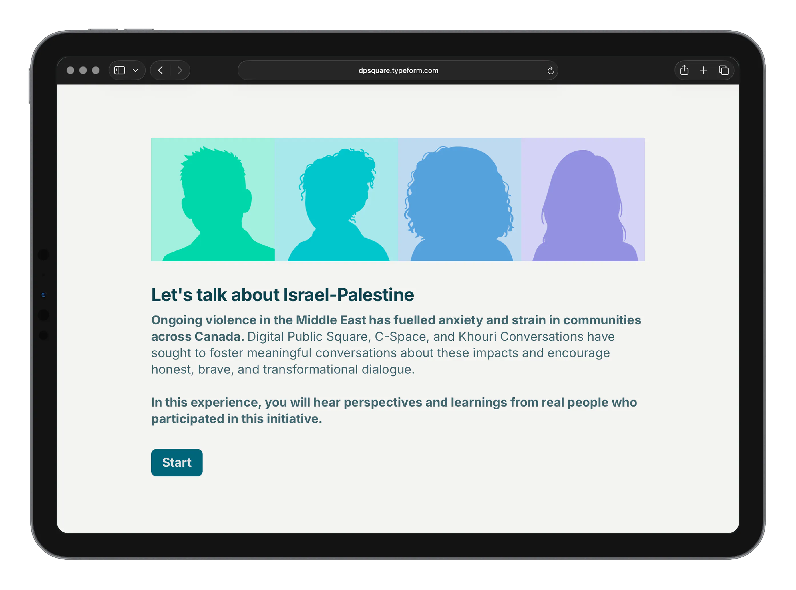 Screenshot of Voices introduction page