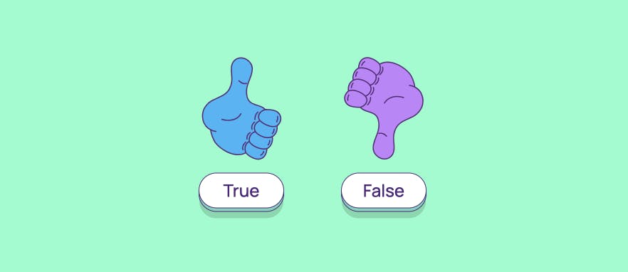 A graphic of true and false buttons from the game Know it or Not 