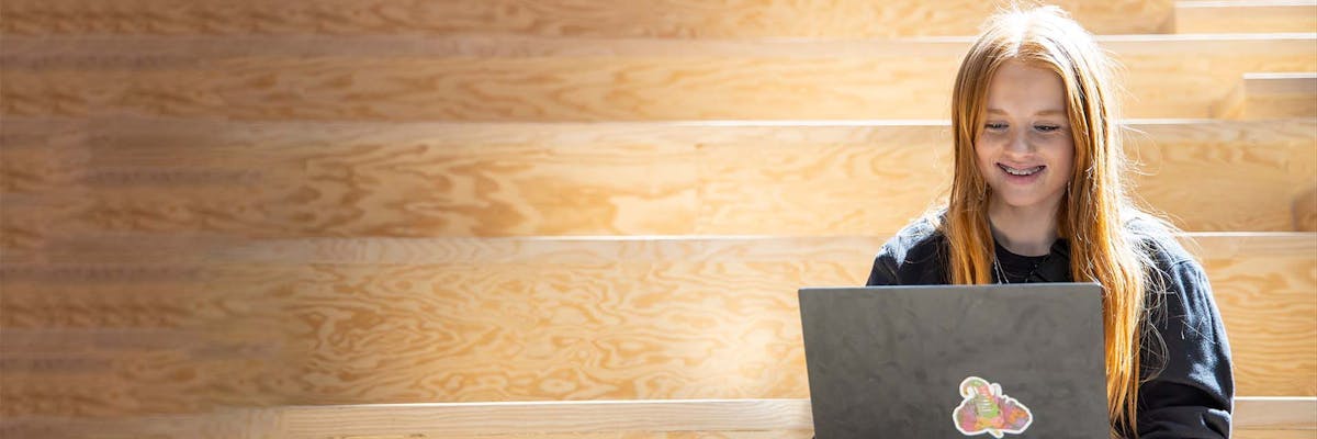 Studerende ved hjælp af bærbar