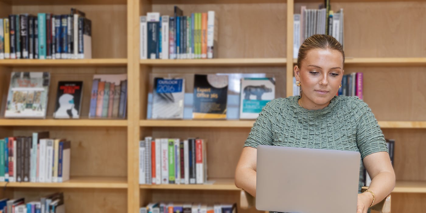 Student using laptop