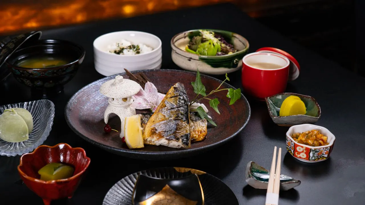Japanese dishes in different bowls