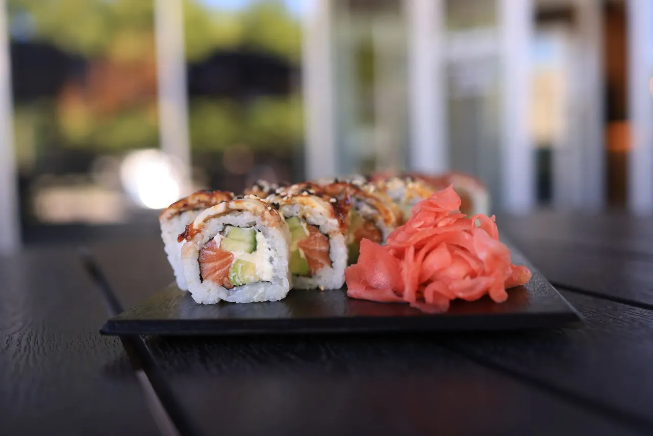 Pickled ginger with sushi