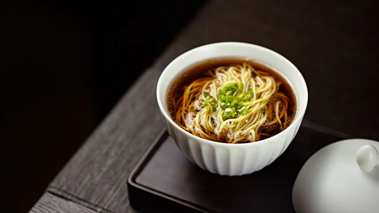 Soba noodles with dashi soup stock