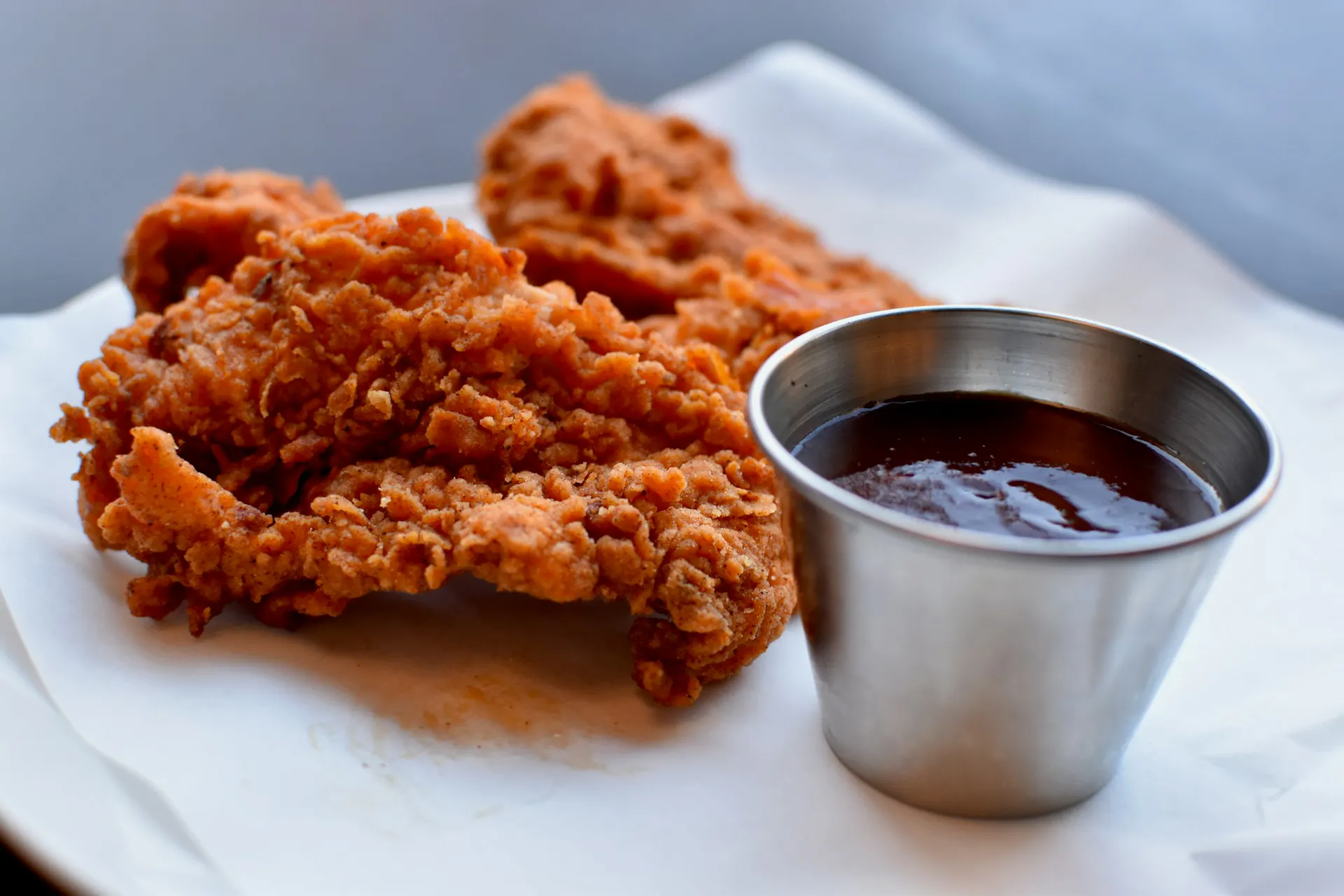 BBQ gochujang sauce with fried chicken