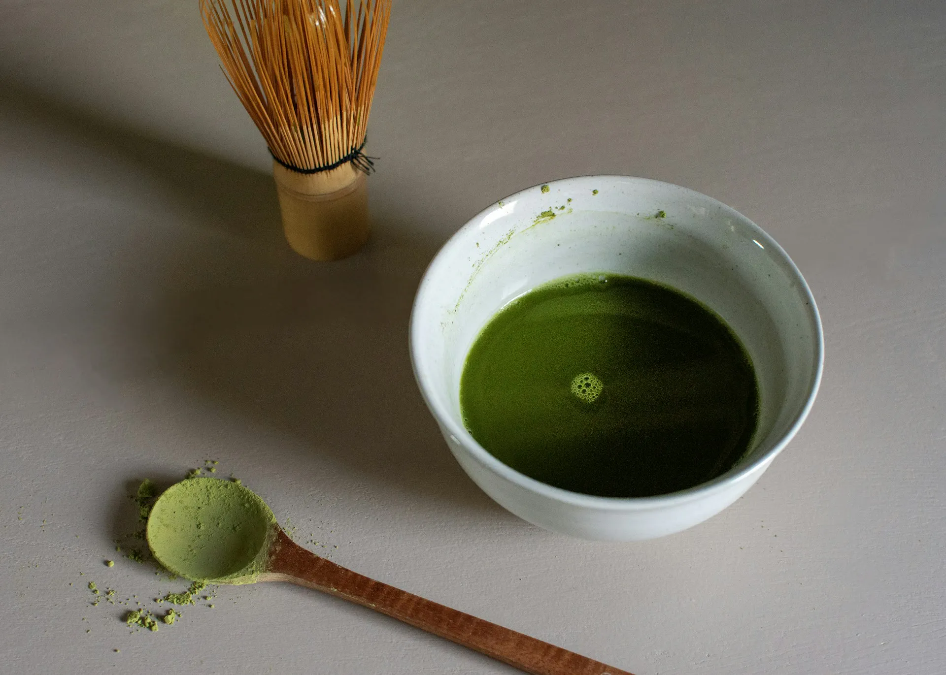 Japanese matcha tea and powder