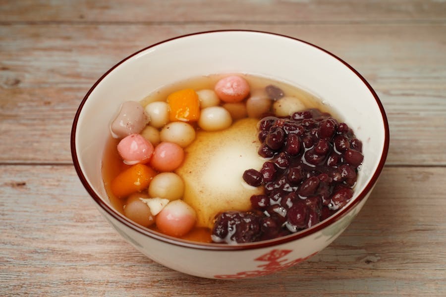 Red bean paste in a sweet dessert soup