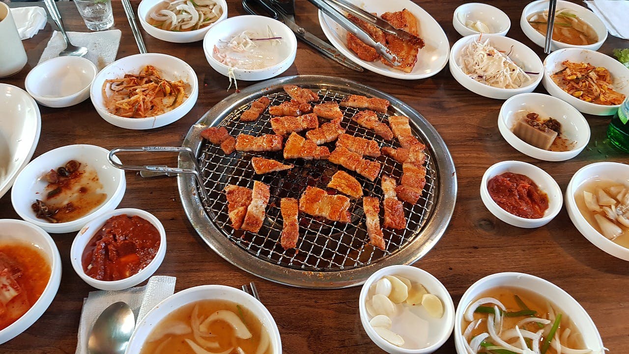 Korean BBQ and side dishes 