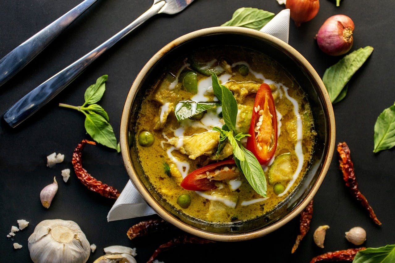 A Thai green curry