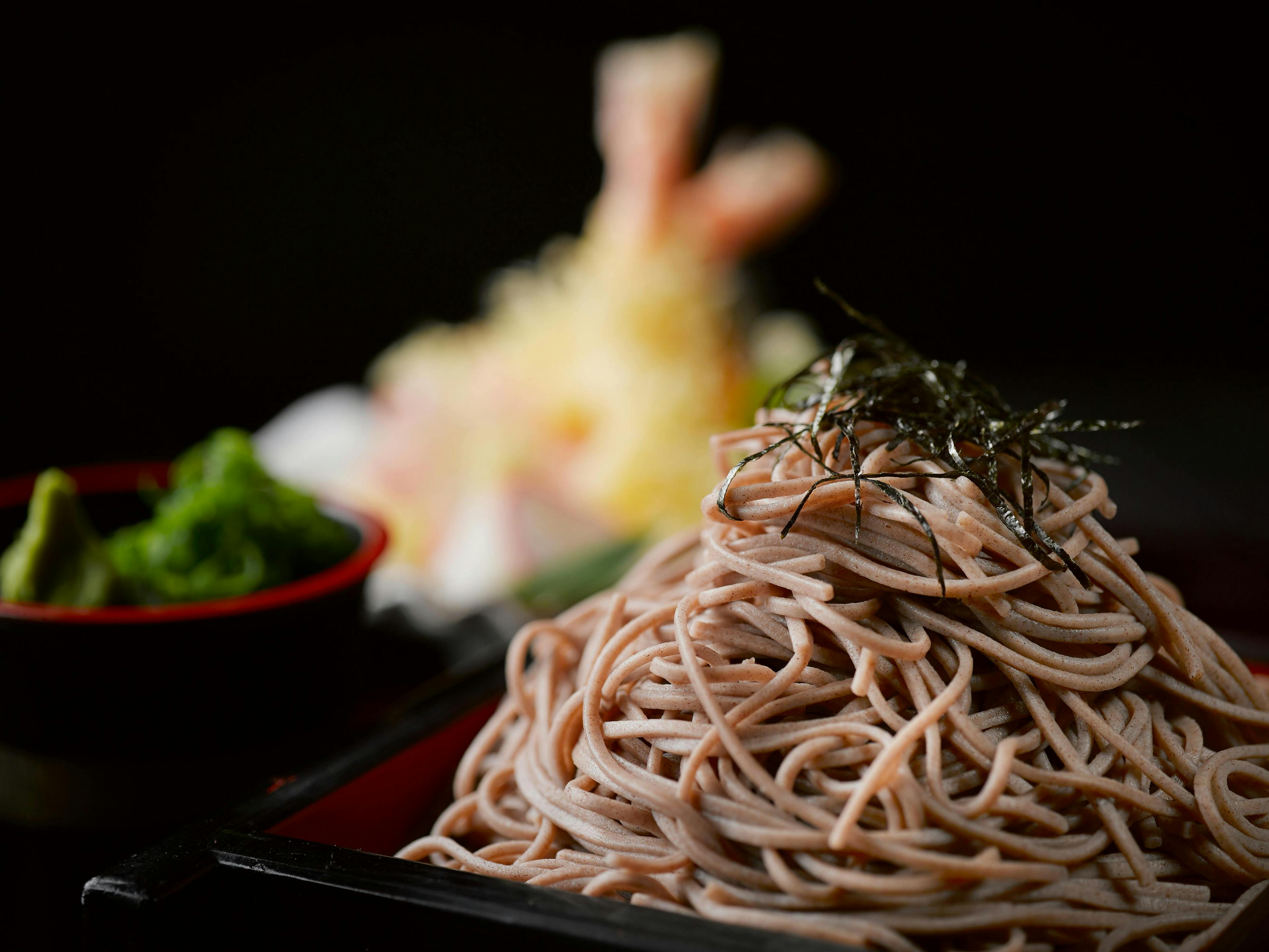 A plate of egg noodles