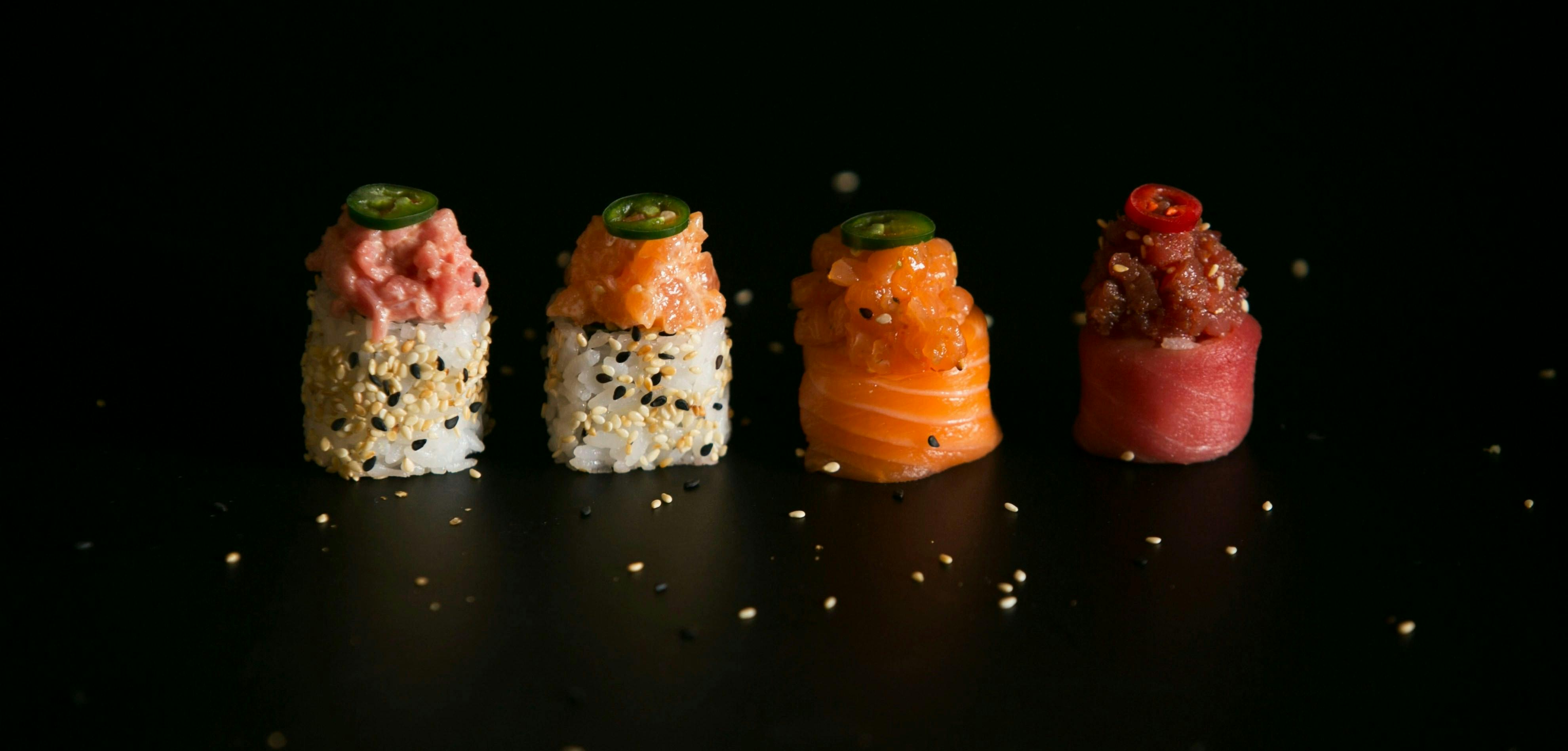 sushi with sesame seeds