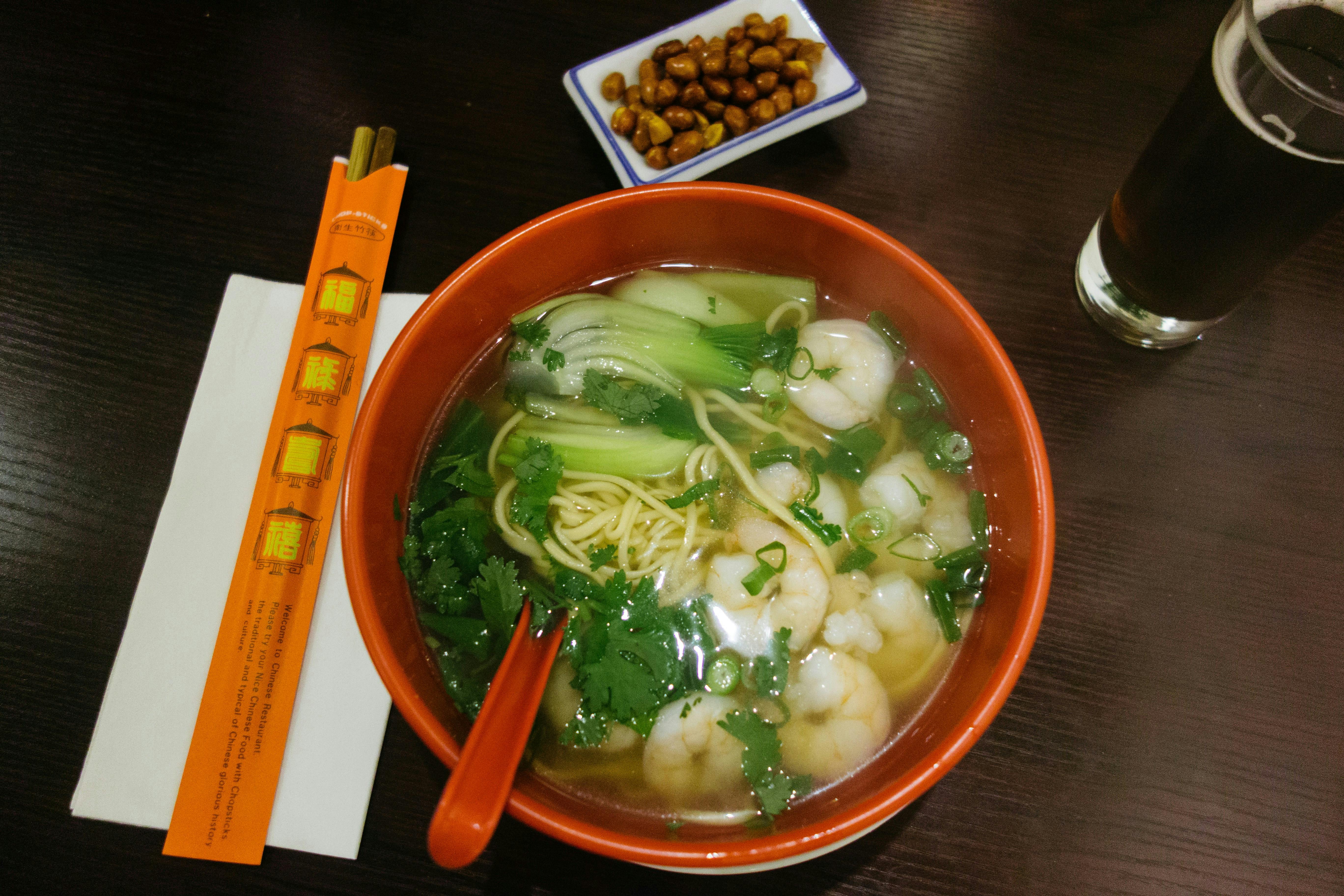 a Chinese soup with green vegetables