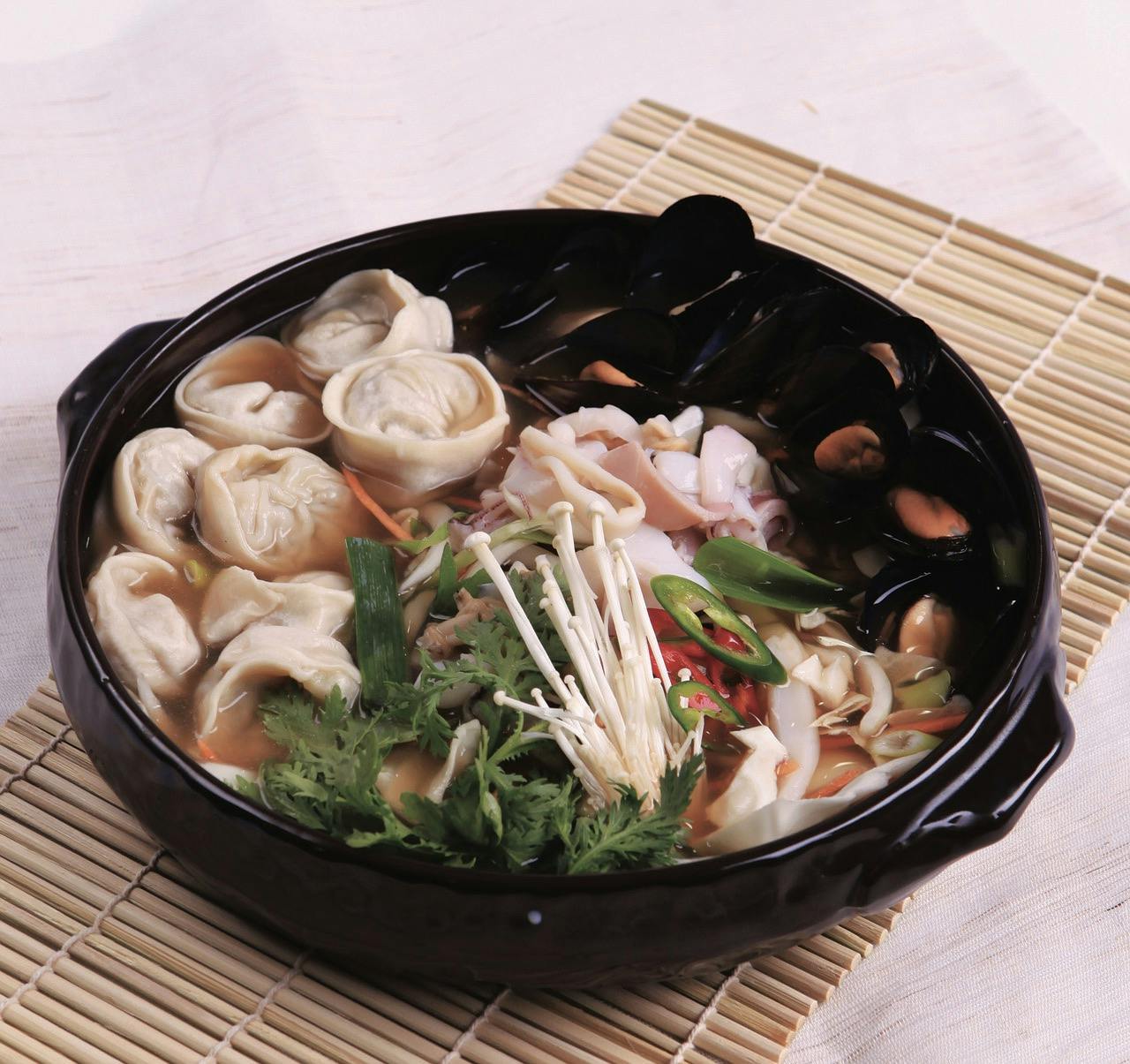 Mandu dumplings in a Korean dish